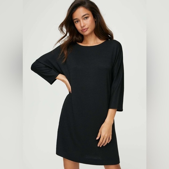 Aritzia Wilfred Free Cober T-shirt Dress Relaxed Jersey Long sleeve black - Picture 3 of 13